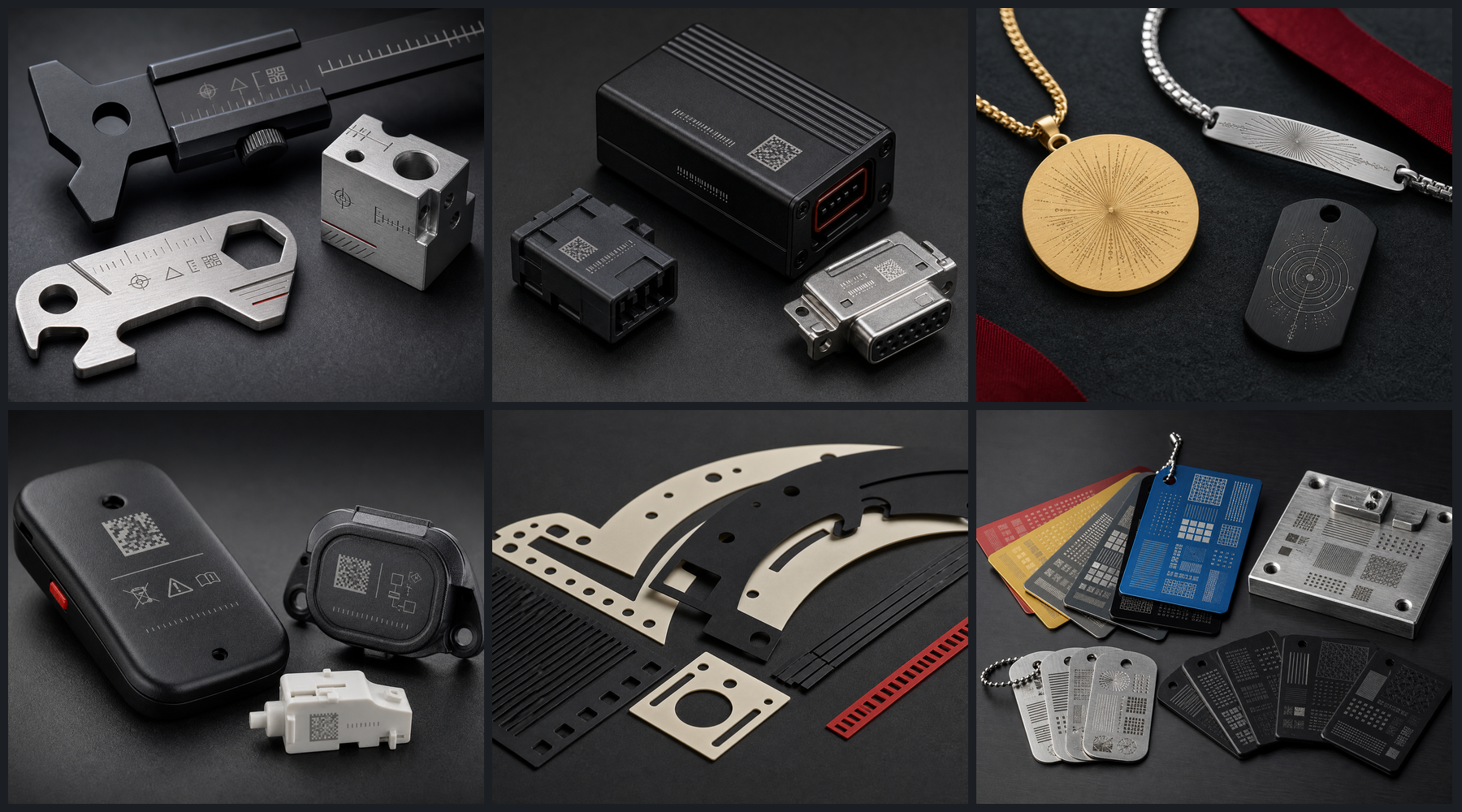 Laser marked industrial application samples